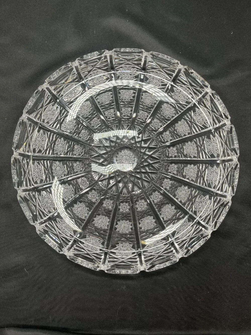 Vintage Bohemian Hand-Cut 24% Lead Crystal Serving Plate or Platter